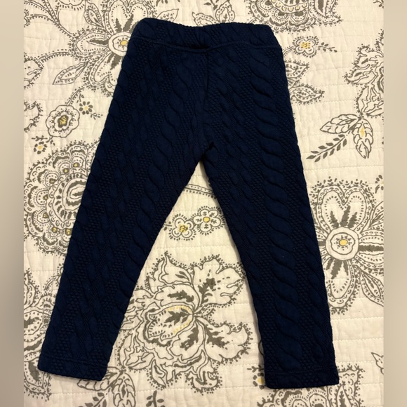 Bella Bliss Blue Cable Knit stretch Pants- shell buttons on faux pockets - Picture 5 of 5